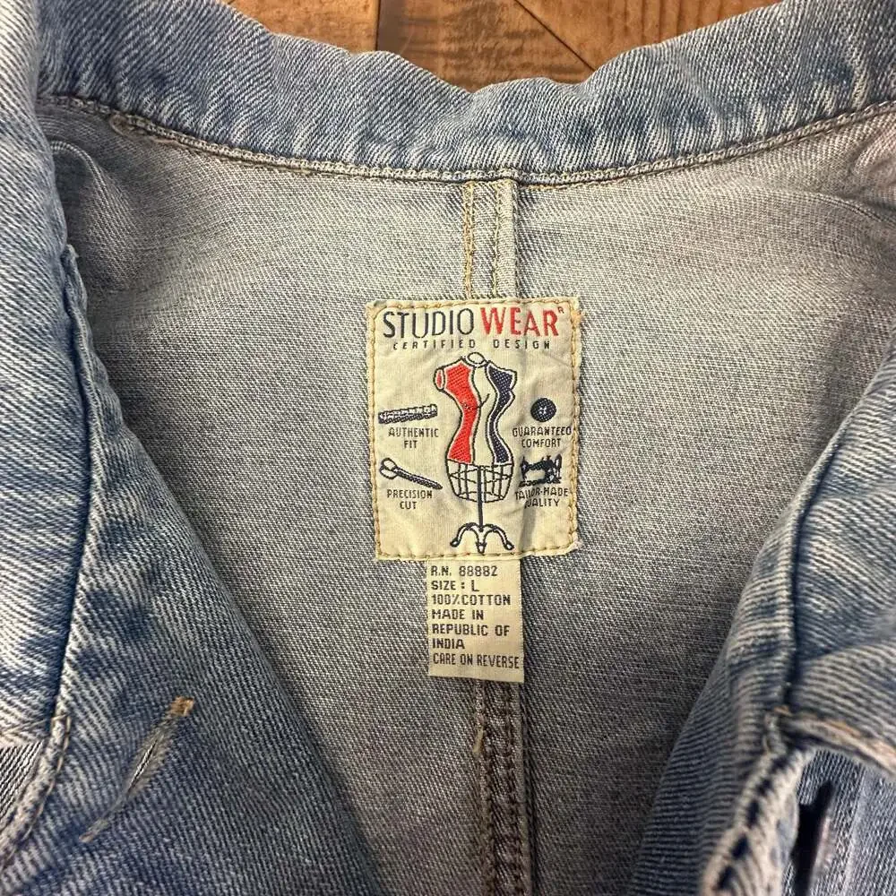 Vintage Studio Wear Denim Chore Coat Utility Jacket Large - Picture 2 of 7